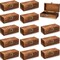 12 Pcs Wooden Boxes for Crafts 5.9 x 3.1 x 2 Inch Small Unfinished Wooden Boxes with Hinged Lids DIY Jewelry Box Gift Box Keepsake Treasure Chests